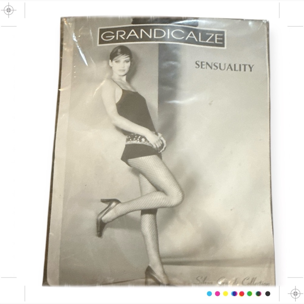 Grandicalze Italy Black Fishnet Pantyhose‎ Stockings, Waist High, Small, NWT